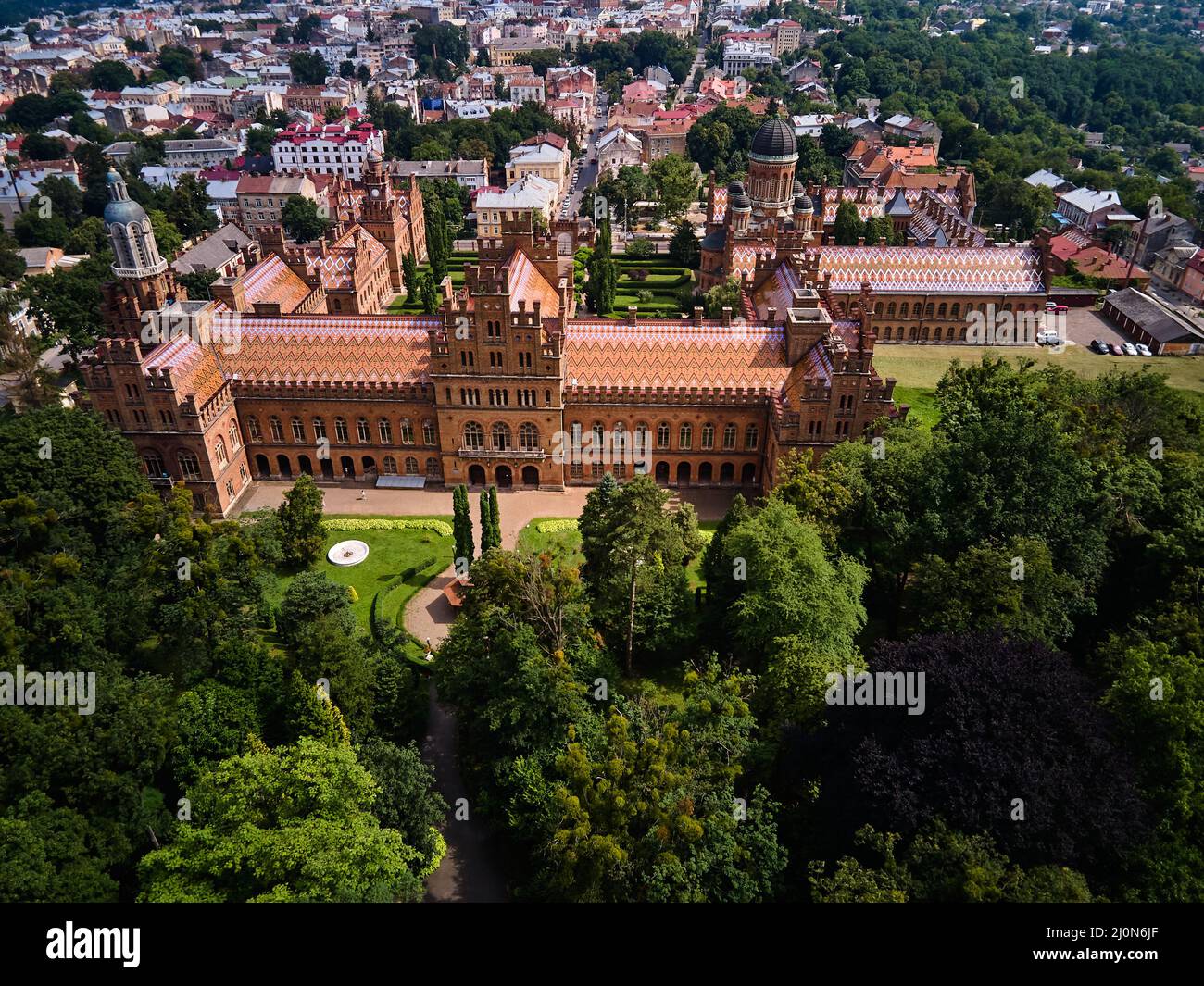 Veduta aerea della Yuriy Fedkovych Chernivtsi National University, Ucraina Foto Stock