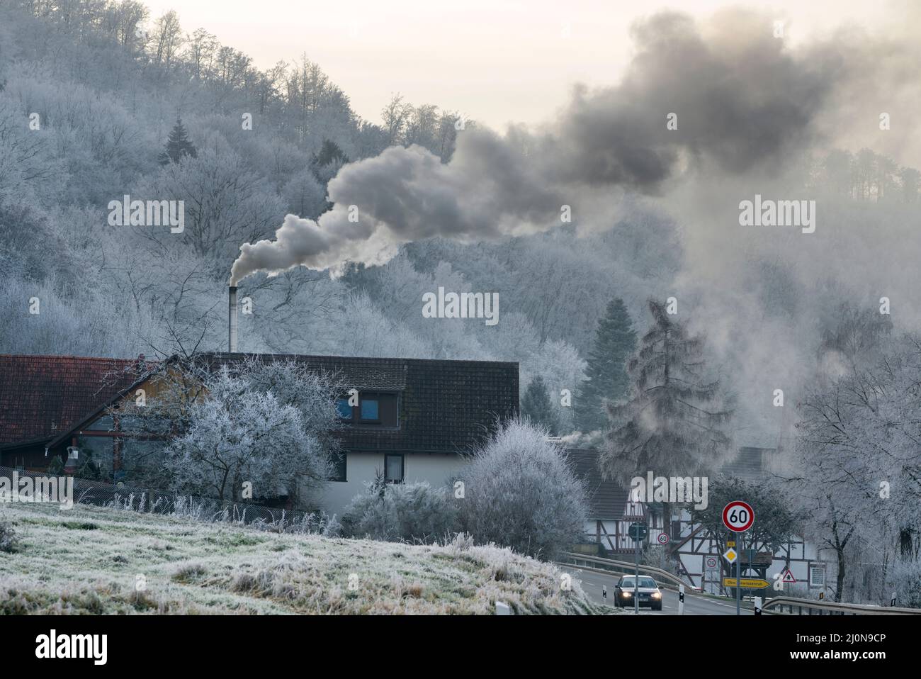 Riscaldamento a legna privato, Germania, Europa Foto Stock