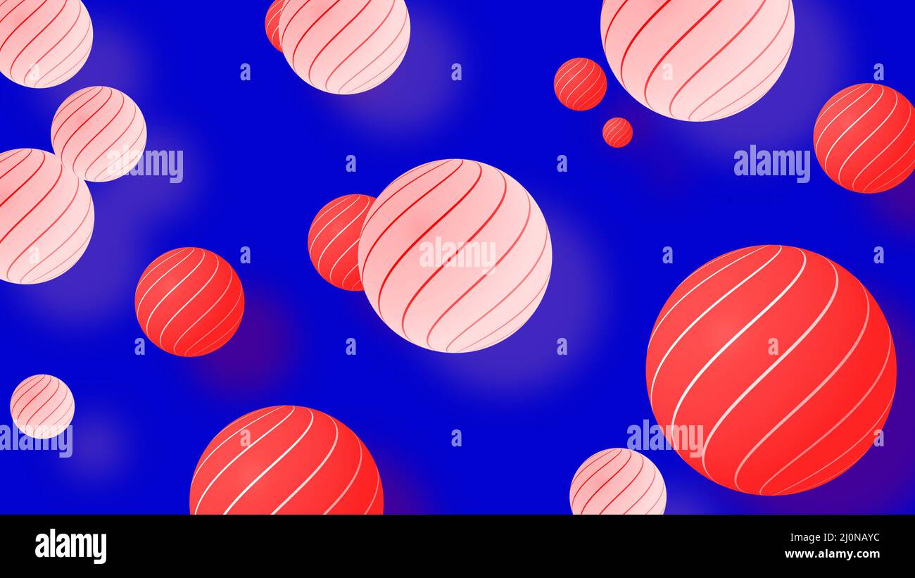 Palline colorate rosse e blu a forma di sfondo, forme geometriche astratte multicolore Foto Stock