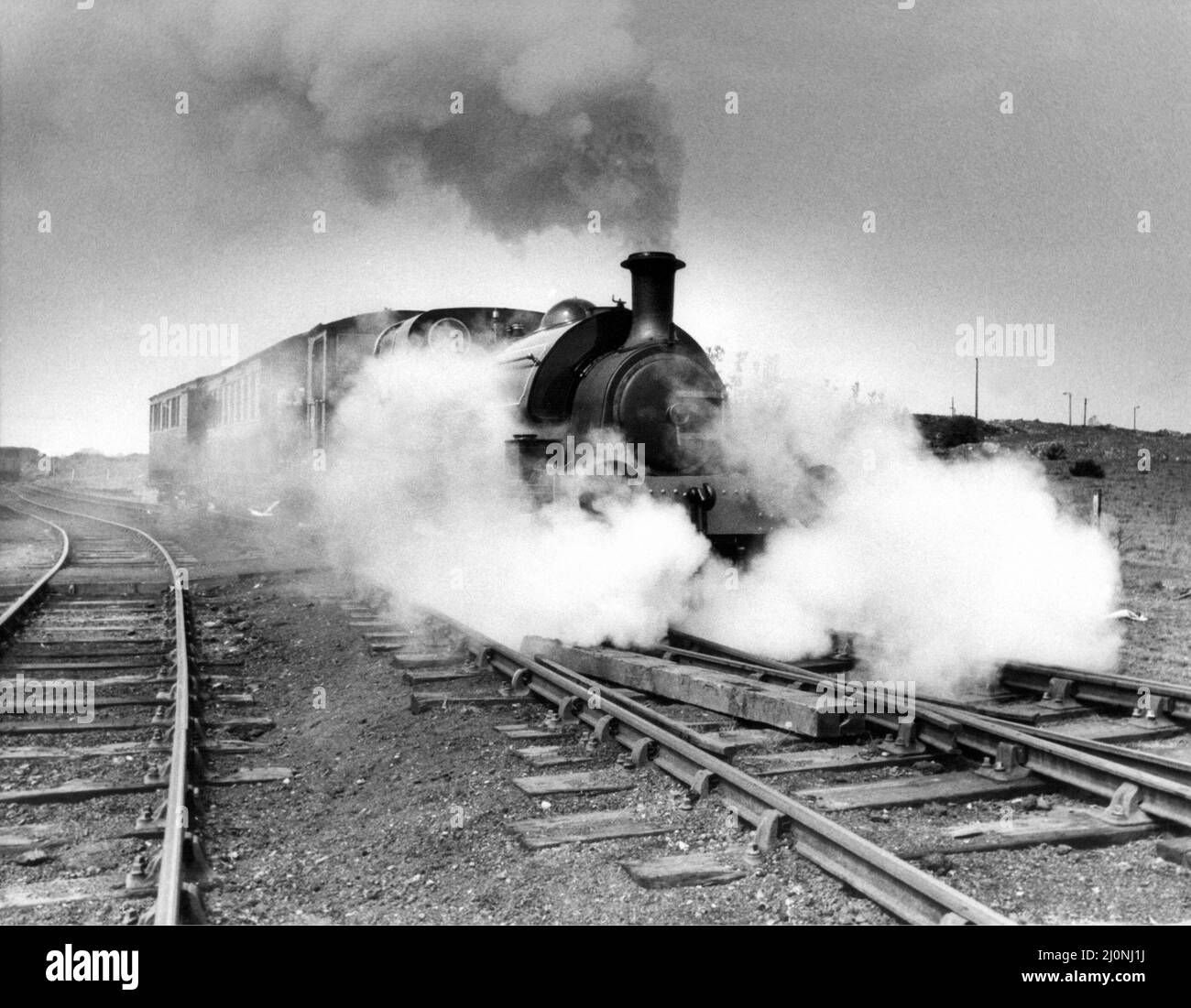 Un treno a vapore sulla linea privata di Tanfield Railway il 23rd marzo 1984 Foto Stock