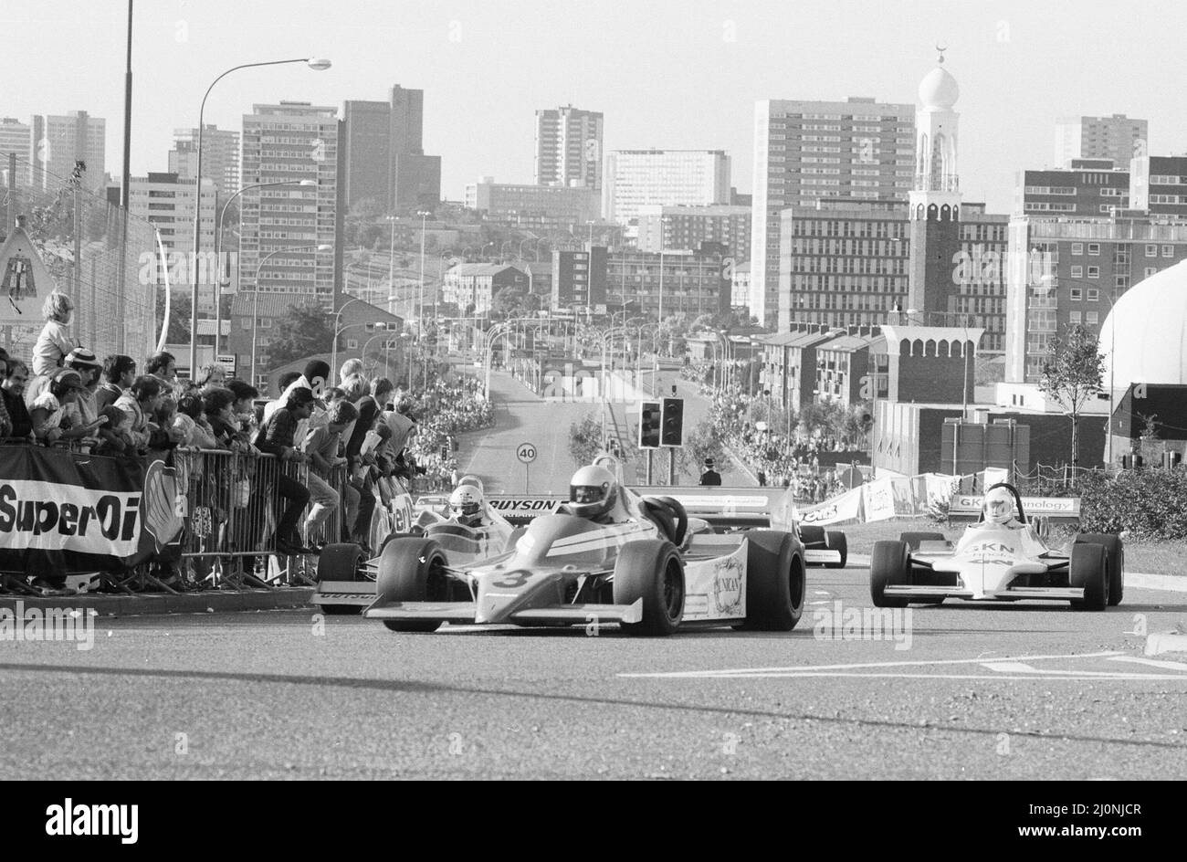 Evento di corse automobilistiche nel centro di Birmingham. 14th ottobre 1984. Foto Stock