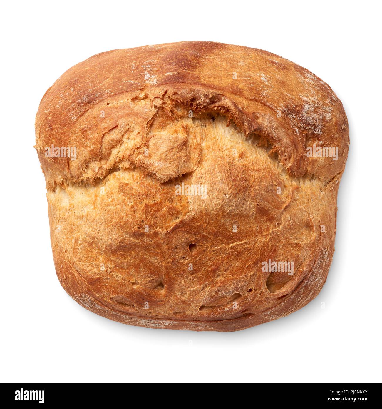 Tradizionale pane di grano fatto in casa, isolato su sfondo bianco Foto Stock