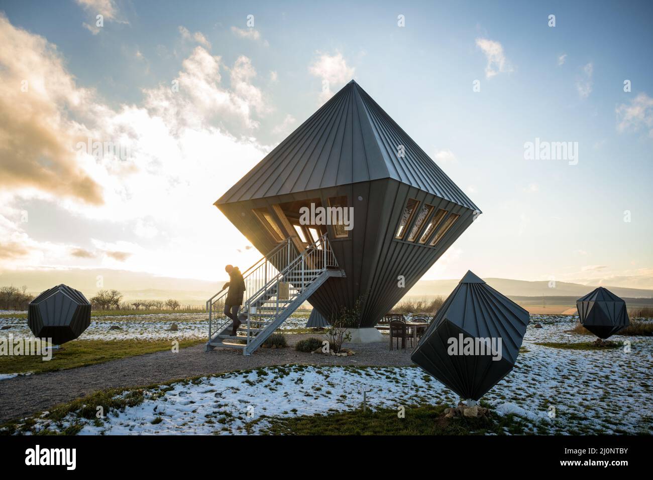 Torre di osservazione oktaeder a Sigless Burgenland Austria Foto Stock
