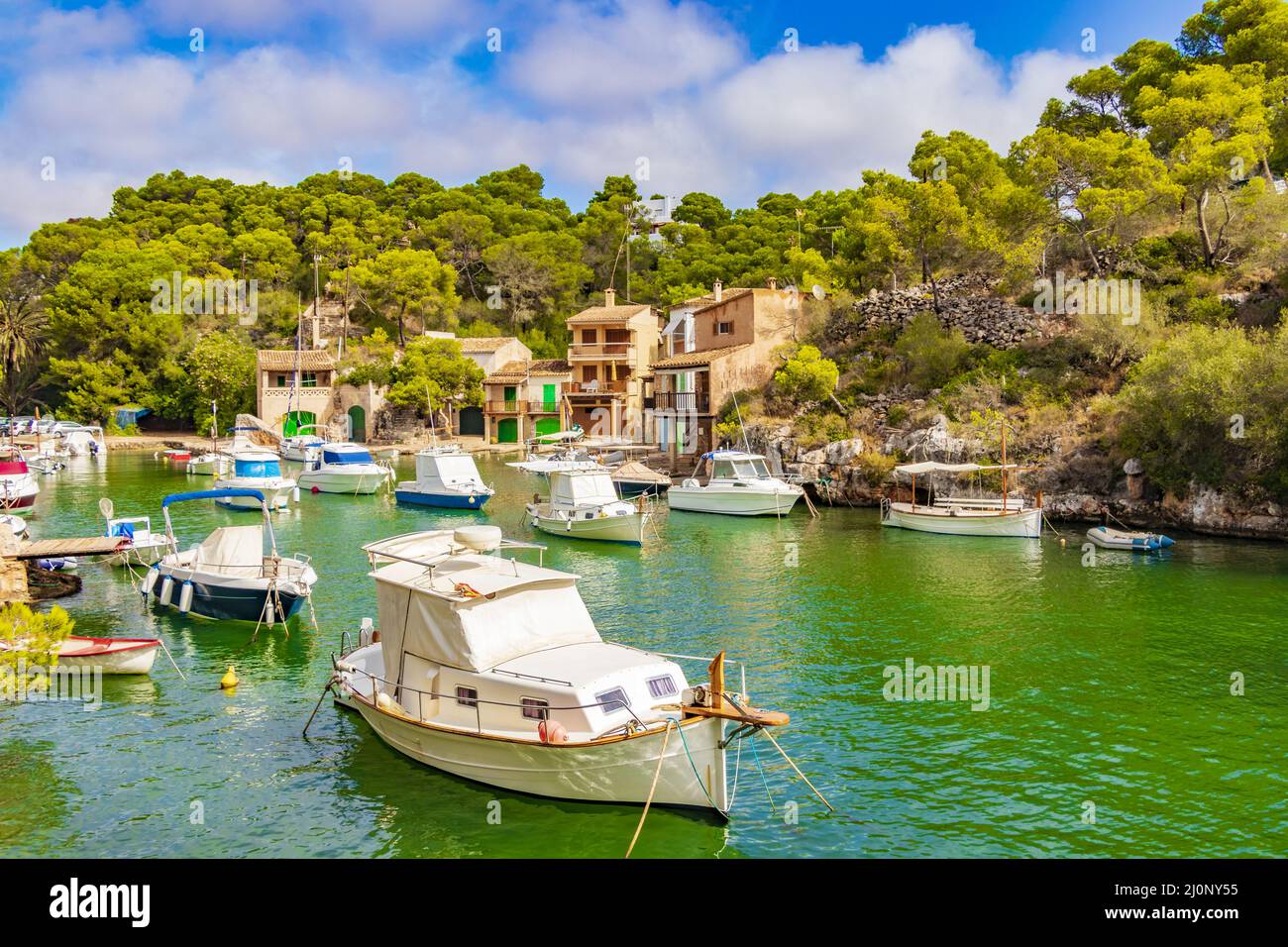 Vista panoramica della baia marina Cala Figuera Mallorca Spagna. Foto Stock