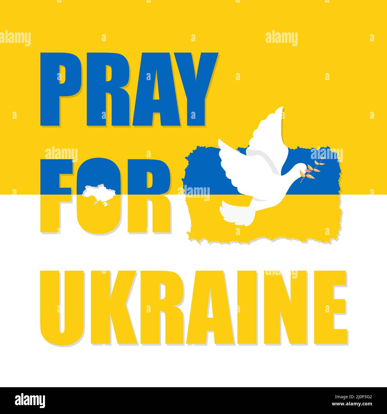 Prega per l'Ucraina, bandiera Ucraina che prega. Fermare la guerra contro l'Ucraina. Illustrazione Vettoriale