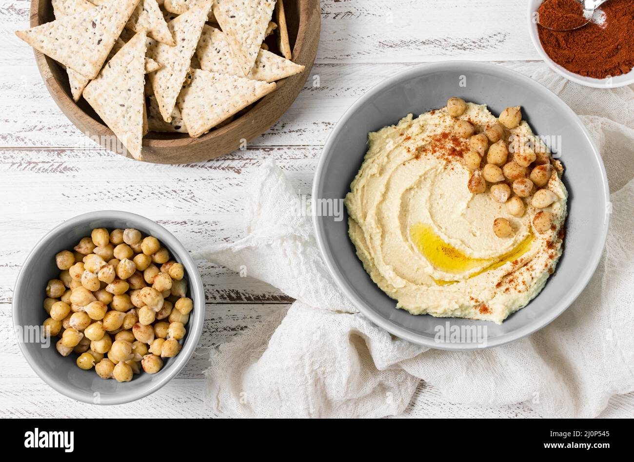 Vista dall'alto ceci hummus. Alta qualità e risoluzione bellissimo concetto di foto Foto Stock