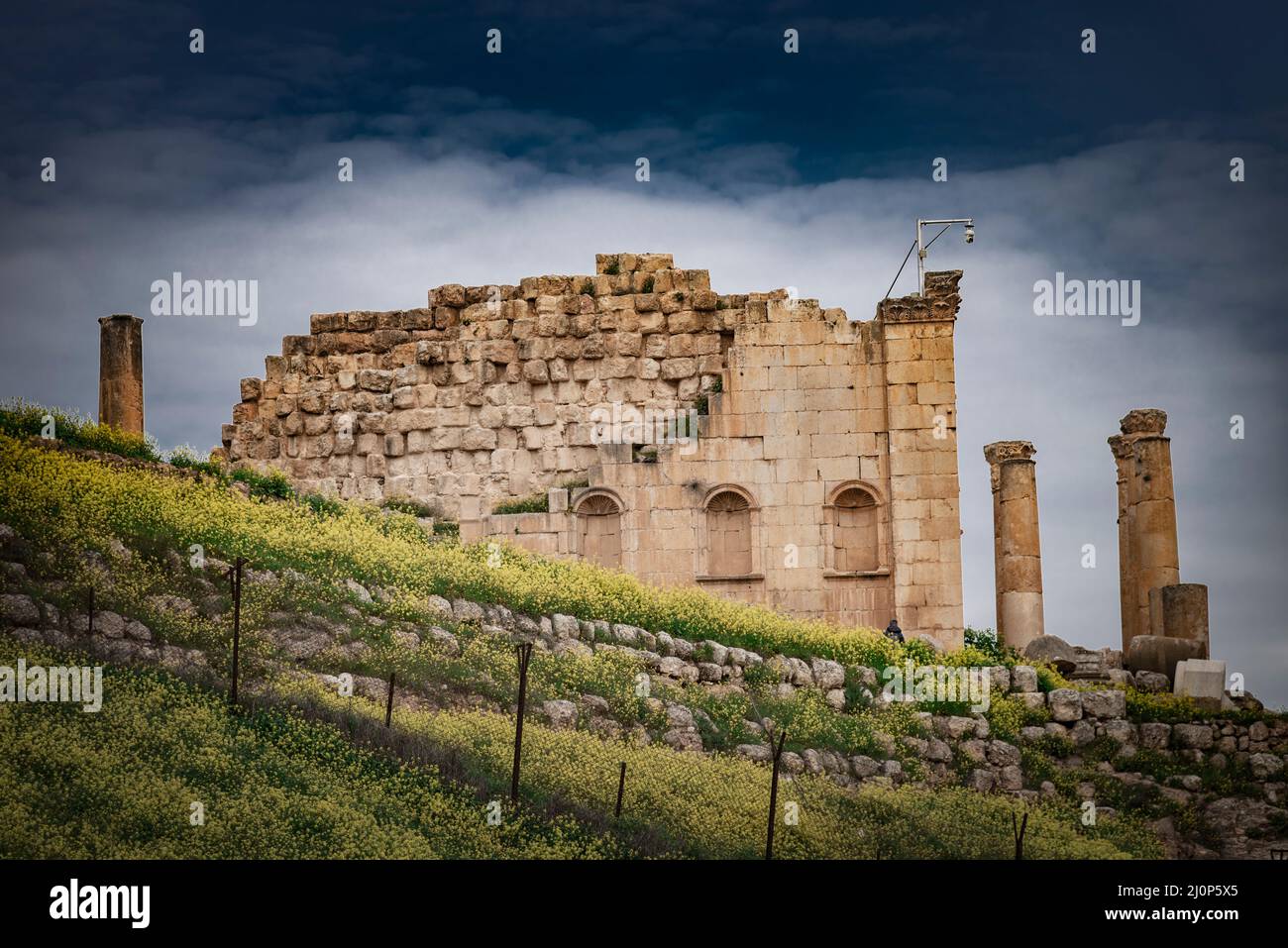 Jerash A una distancia de 48 kilómetros al norte de la Capital Jordania, Amman se encuentra una ciudad conocida por la ciudad grecromana Foto Stock