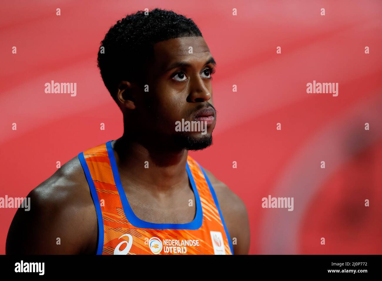BELGRADO, SERBIA - MARZO 20: Isayah Boers dei Paesi Bassi che gareggiano nel calore maschile 4x400m 3 durante i Campionati mondiali di atletica indoor alla Belgrado Arena il 20 Marzo 2022 a Belgrado, Serbia (Foto di Nikola Krstic/Orange Pictures) Atletiekunie Foto Stock