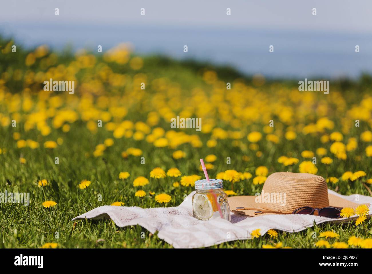 Asciugamano con complementi wummer. Alta qualità e risoluzione bellissimo concetto di foto Foto Stock