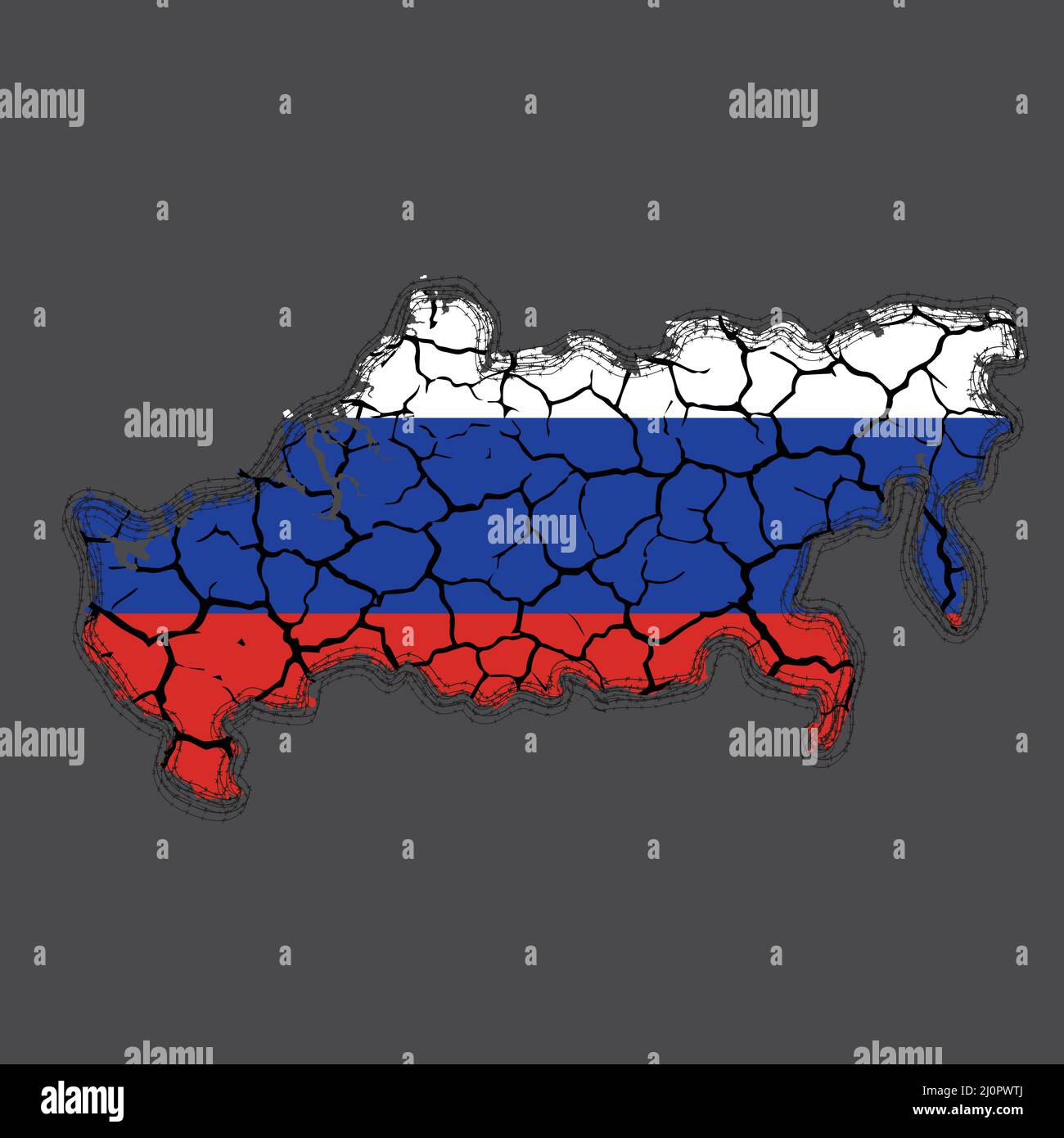L'isolamento mondiale della Russia ha incrinato lo sfondo Illustrazione Vettoriale