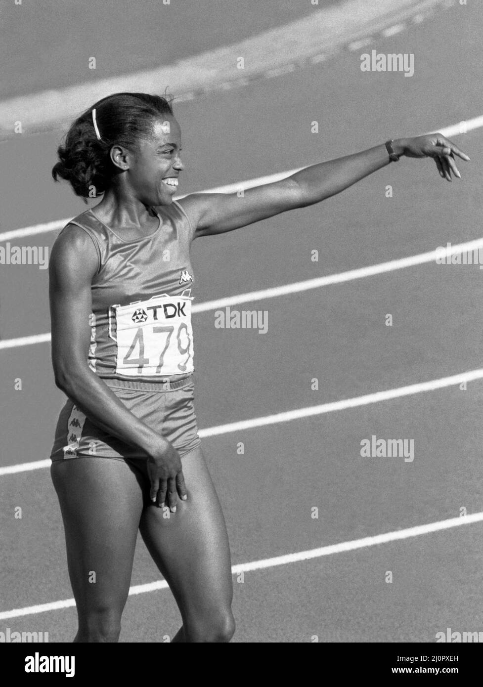 CAMPIONATO MONDIALE DI ATLETICA Helsinki Finlandia 1983Evelyn Ashford USA sprint 100m Foto Stock