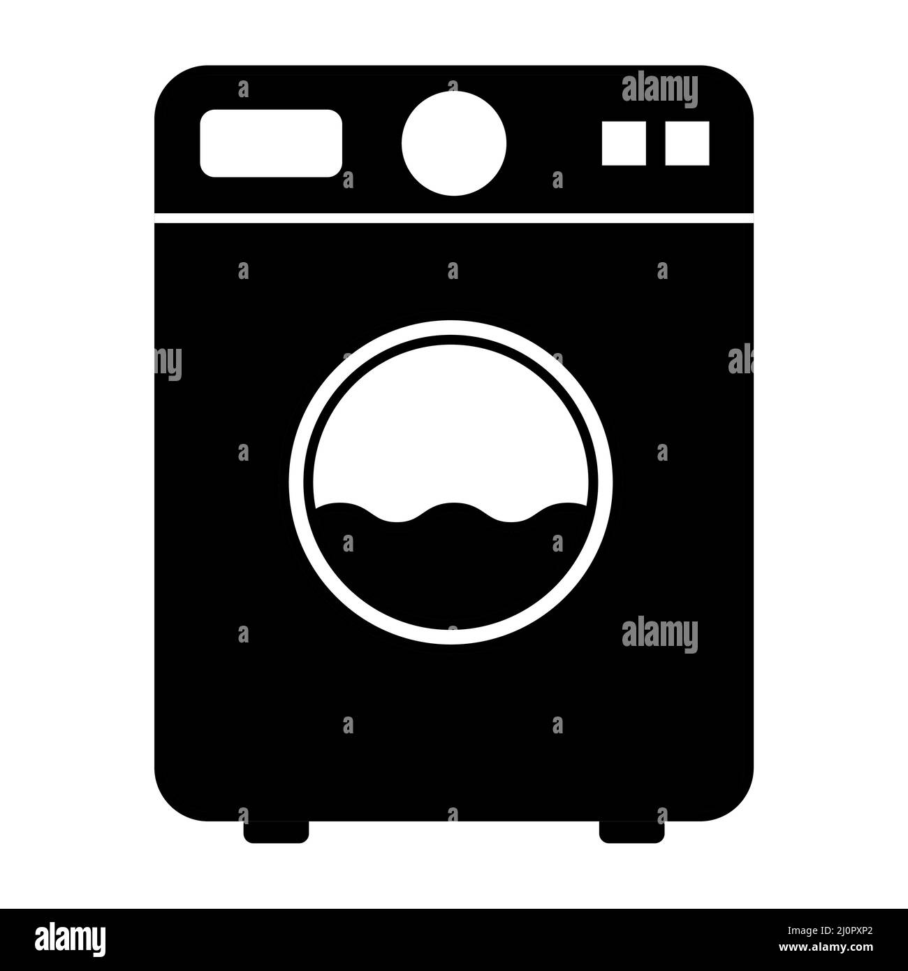 Attrezzatura lavatrice, icona lavabiancheria elettrica, simbolo di lavaggio vestiti, sfondo illustrazione vettoriale . Illustrazione Vettoriale