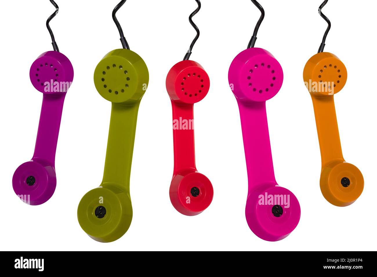 Ricevitori telefonici a colori diversi Foto Stock