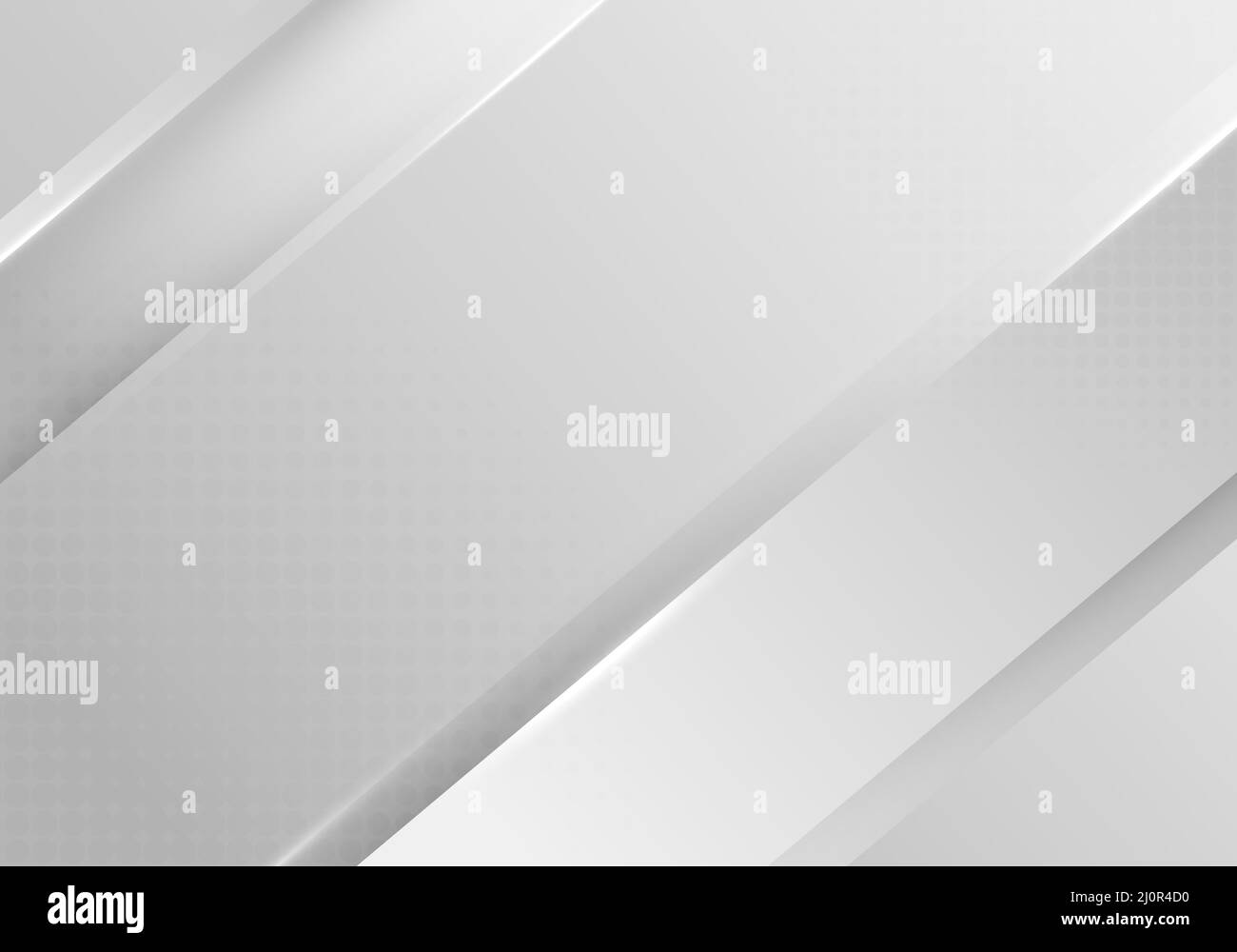 Design astratto del modello in tecnologia bianco e grigio con grafica a mezzitoni. Sovrapposizione con sfondo bianco glitter. Illustrazione Vettoriale