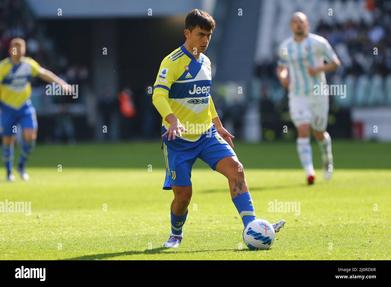 TORINO, ITALIA. 20 MARZO 2022. Paulo Dybala del Juventus FC durante la partita tra Juventus FC e US Salernitana 1919 il 20 marzo 2022 allo Stadio Allianz di Torino. Credit: Massimiliano Ferraro/Medialys Images/Alamy Live News Foto Stock