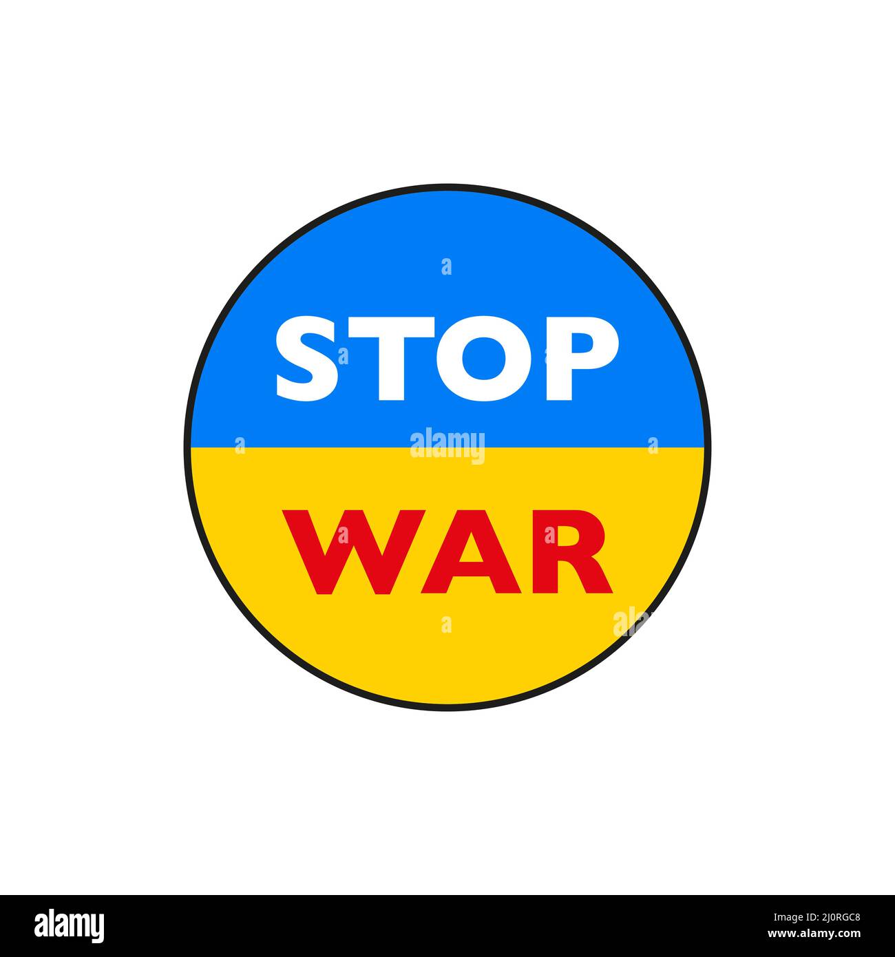 Bandiera Ucraina. Stop War simbolo. Icona bandiera circolare Ucraina nazionale Illustrazione Vettoriale