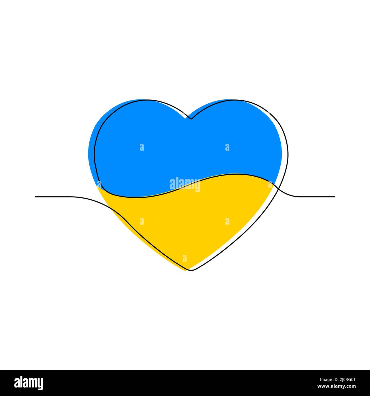 Bandiera rotonda Ucraina a forma di cuore. Icona bandiera circolare Ucraina nazionale. Illustrazione Vettoriale