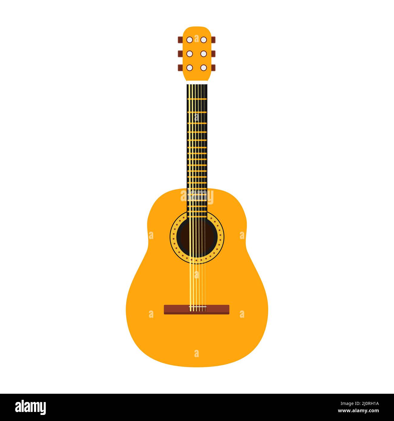 Chitarra classica in legno. Strumento piatto musicale. Illustrazione Vettoriale