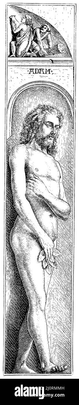 Adamo. Brussels Museum., , (libro di storia dell'arte, 1887), Adam. Museo di Brüsseler., Adam. Museo di Bruxelles. Foto Stock