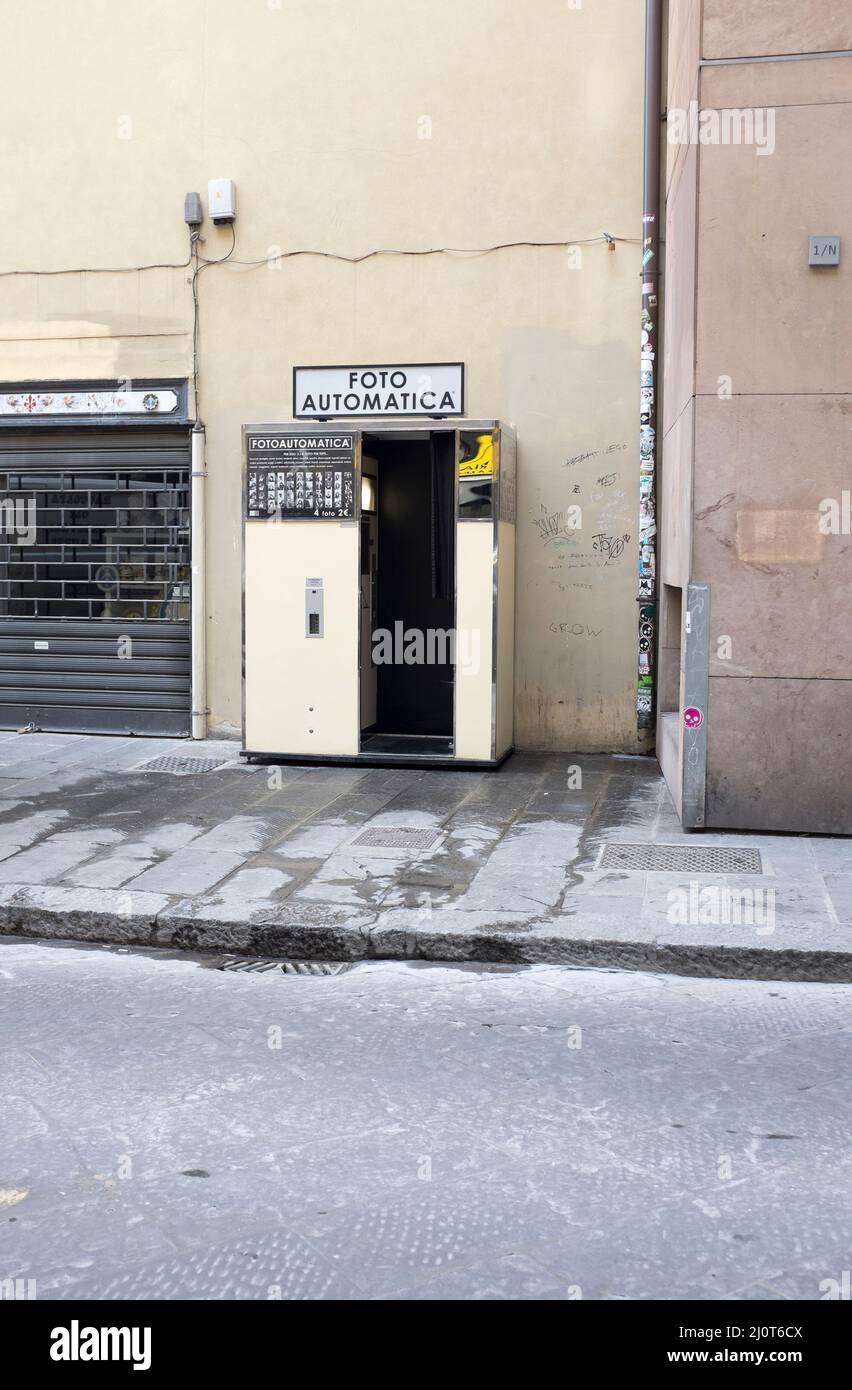 Fotoautomatica Photo Booth Kiosk Firenze Italia Foto Stock