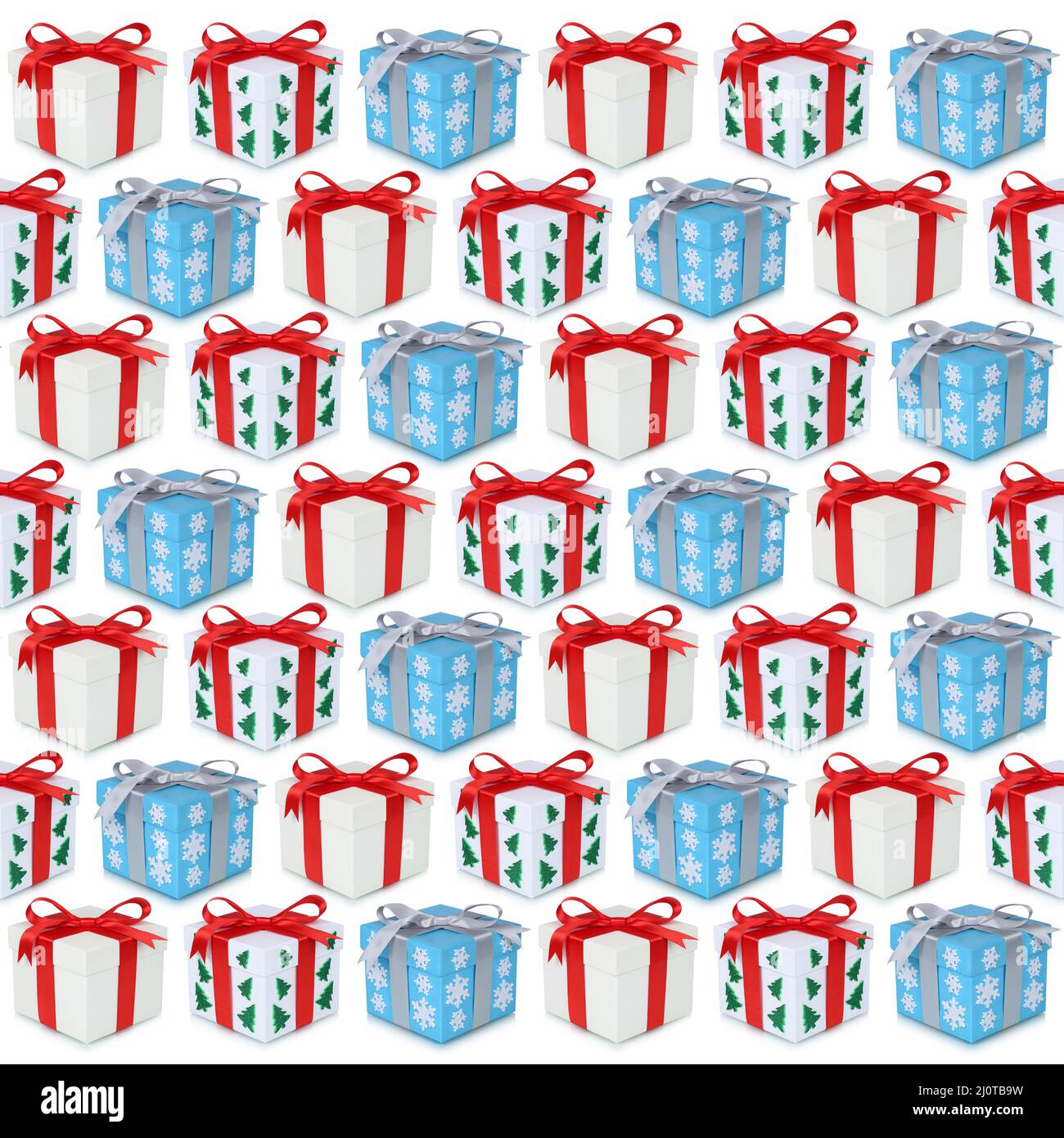 Natale regali regalo sfondo molti regali quadrato clipping isolato Foto Stock