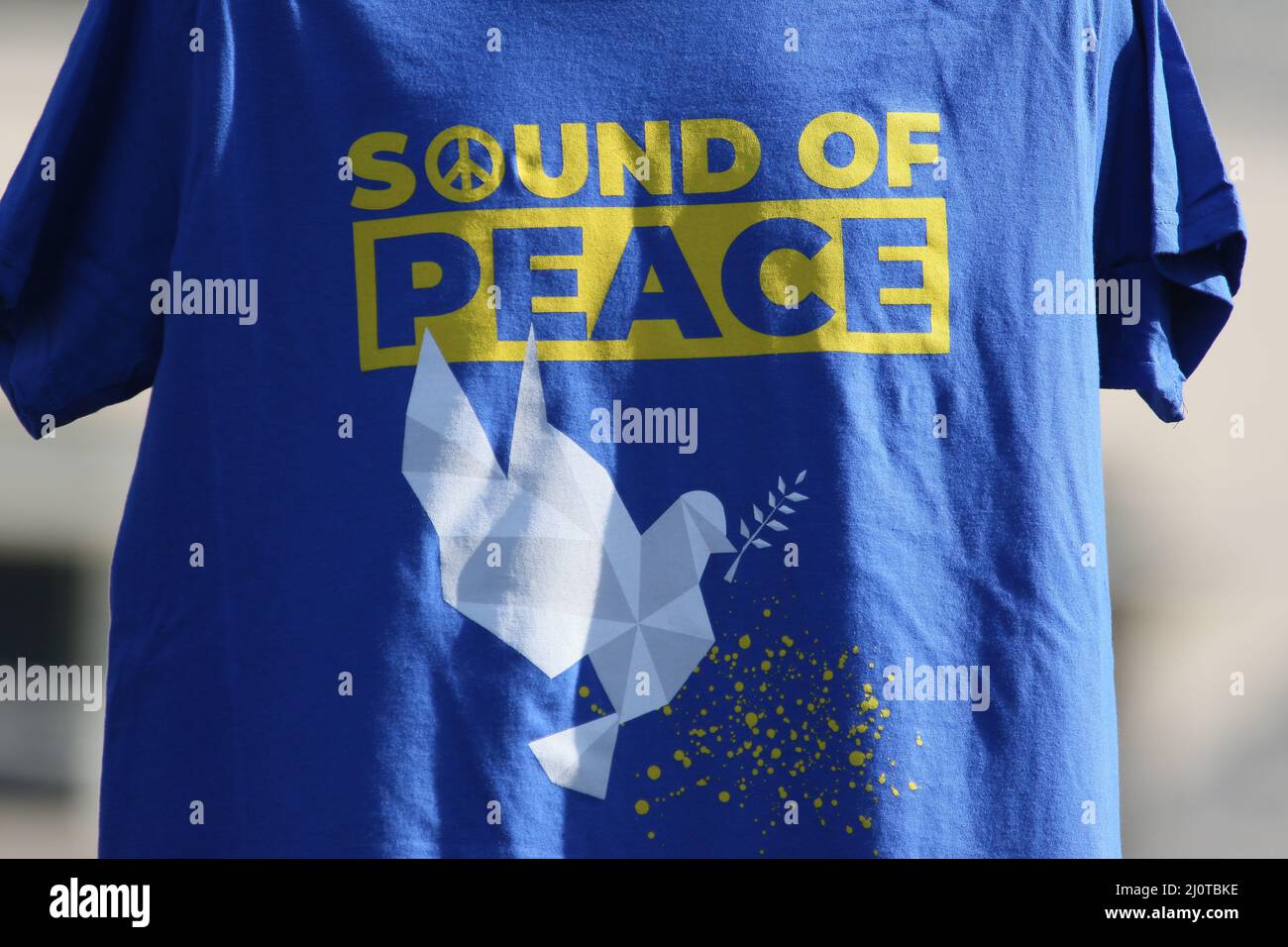 Berlino, Germania, 03/20/2022. Il concerto di pace alla porta di Brandeburgo attira più di 15.000 persone. Raduno di solidarietà "Sound of Peace" alla porta di Brandeburgo. Foto Stock