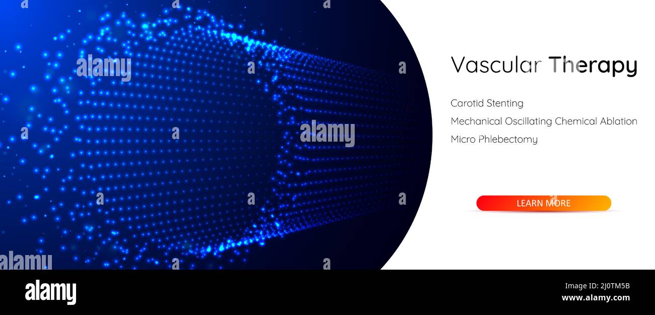 Tunnel astratto di piccoli punti con effetto di profondità di campo. Concetto di terapia vascolare. Immagine vettoriale delle vene e dei vasi sanguigni. Illustrazione Vettoriale