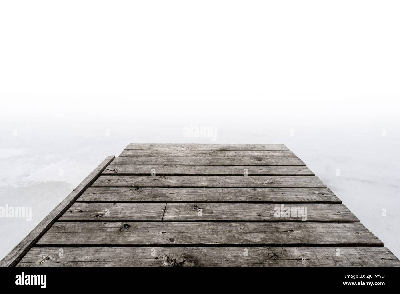 Molo nella nebbia Foto Stock