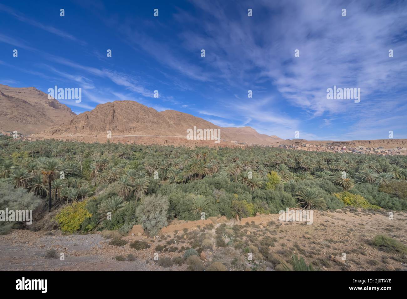Vista colorata delle montagne dell'Atlante in Marocco, Africa Foto Stock