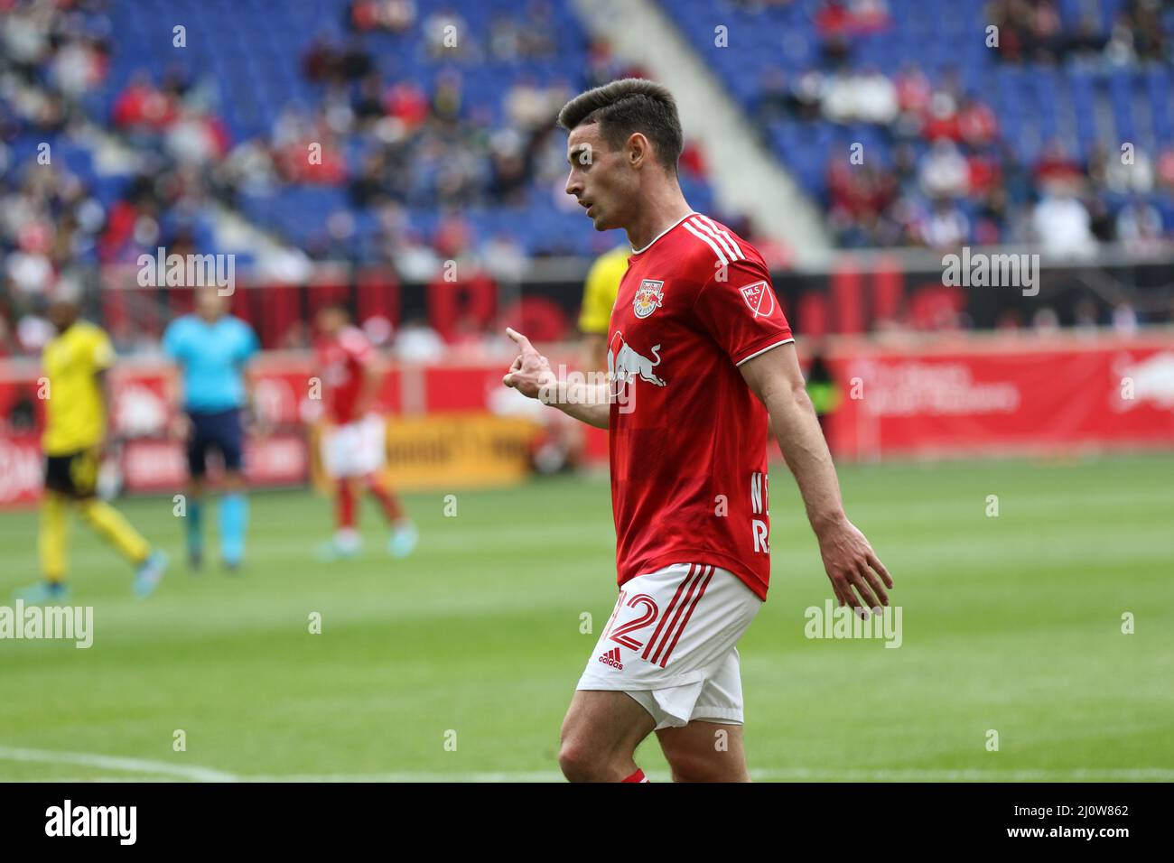 Harrison, Stati Uniti . 20th Mar 2022. Dylan Nealis (12, New York Red Bulls) durante la partita di calcio della Major League tra New York Red Bulls e Columbus Crew alla Red Bull Arena di Harrison, New Jersey Katelin Severino/SPP Credit: SPP Sport Press Photo. /Alamy Live News Foto Stock