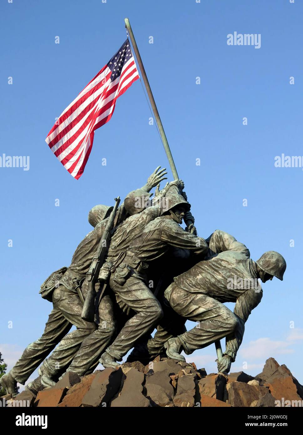 Iwo Jima Memorial al Tramonto, Arlington, Virginia, USA Foto Stock