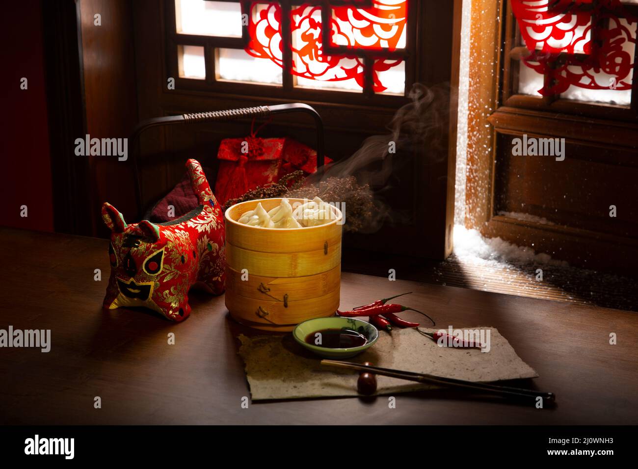 Cucina tradizionale cinese, manichino cinese - Jiaozi Foto Stock