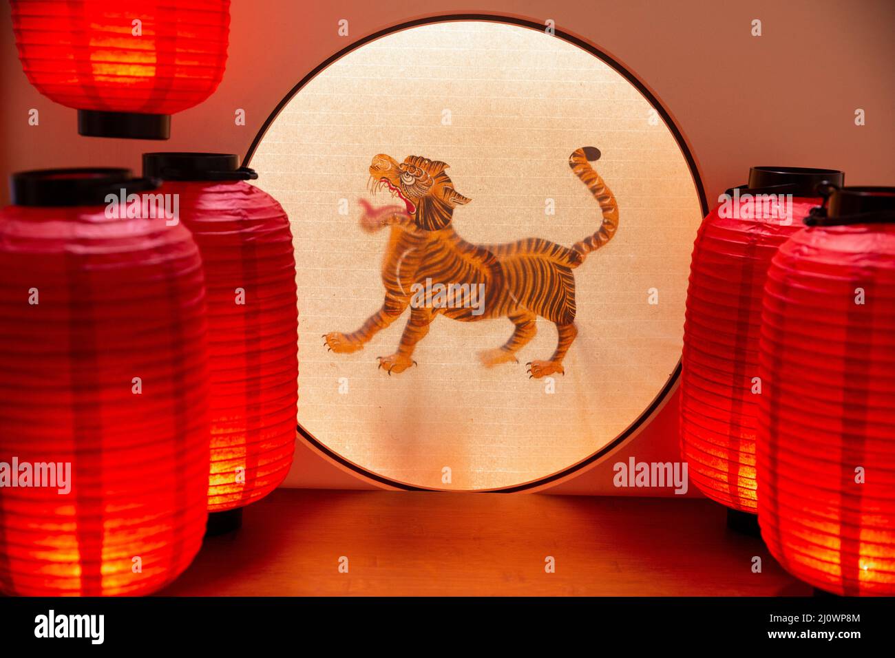 Cultura cinese, marionetta ombra e lanterna cinese Foto Stock