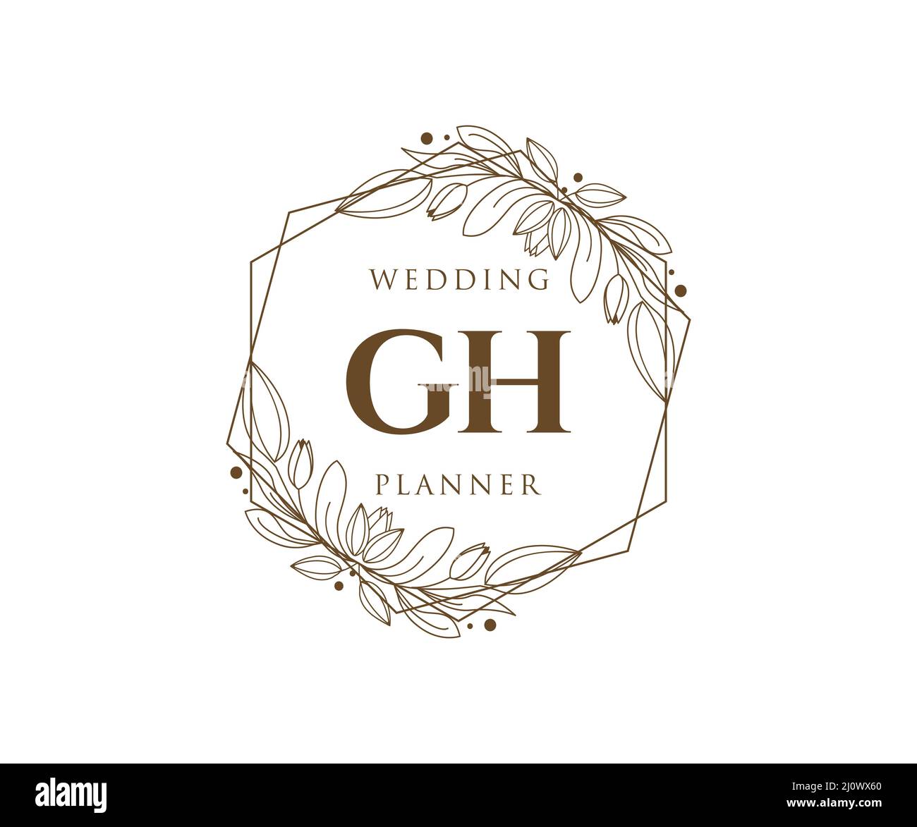 GH iniziali lettera matrimonio monogramma collezione loghi, modelli moderni minimalisti e floreali disegnati a mano per carte di invito, Salva la data, elegante Illustrazione Vettoriale