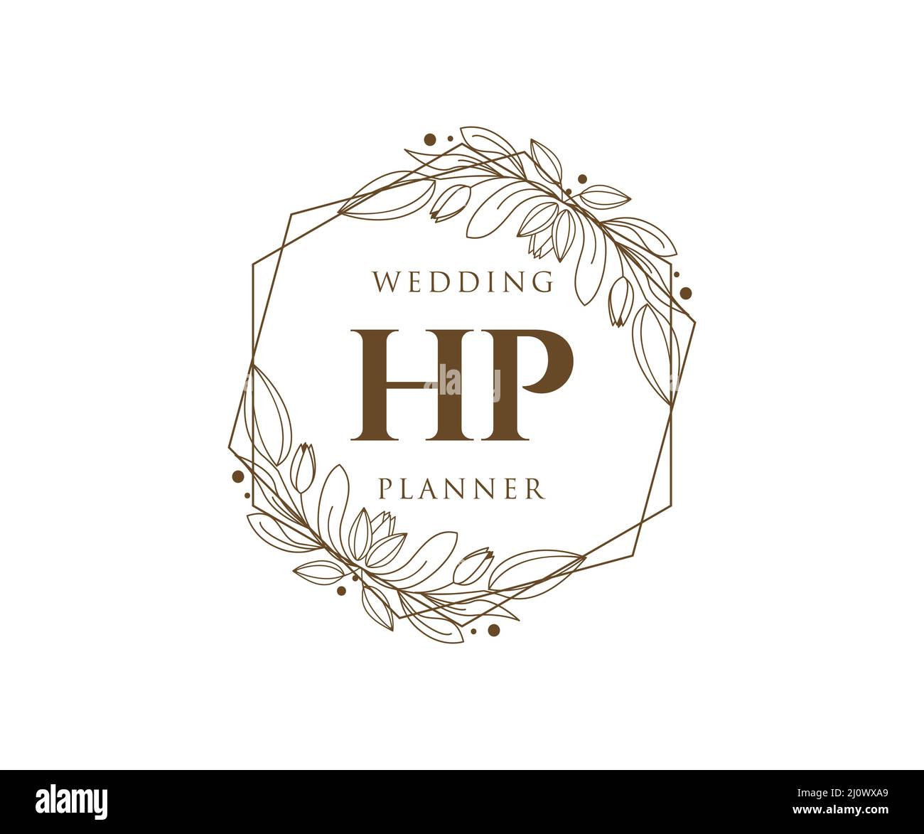 HP sigla lettera matrimonio monogramma collezione loghi, disegnati a mano moderno minimalista e modelli floreali per biglietti d'invito, Salva la data, elegante Illustrazione Vettoriale