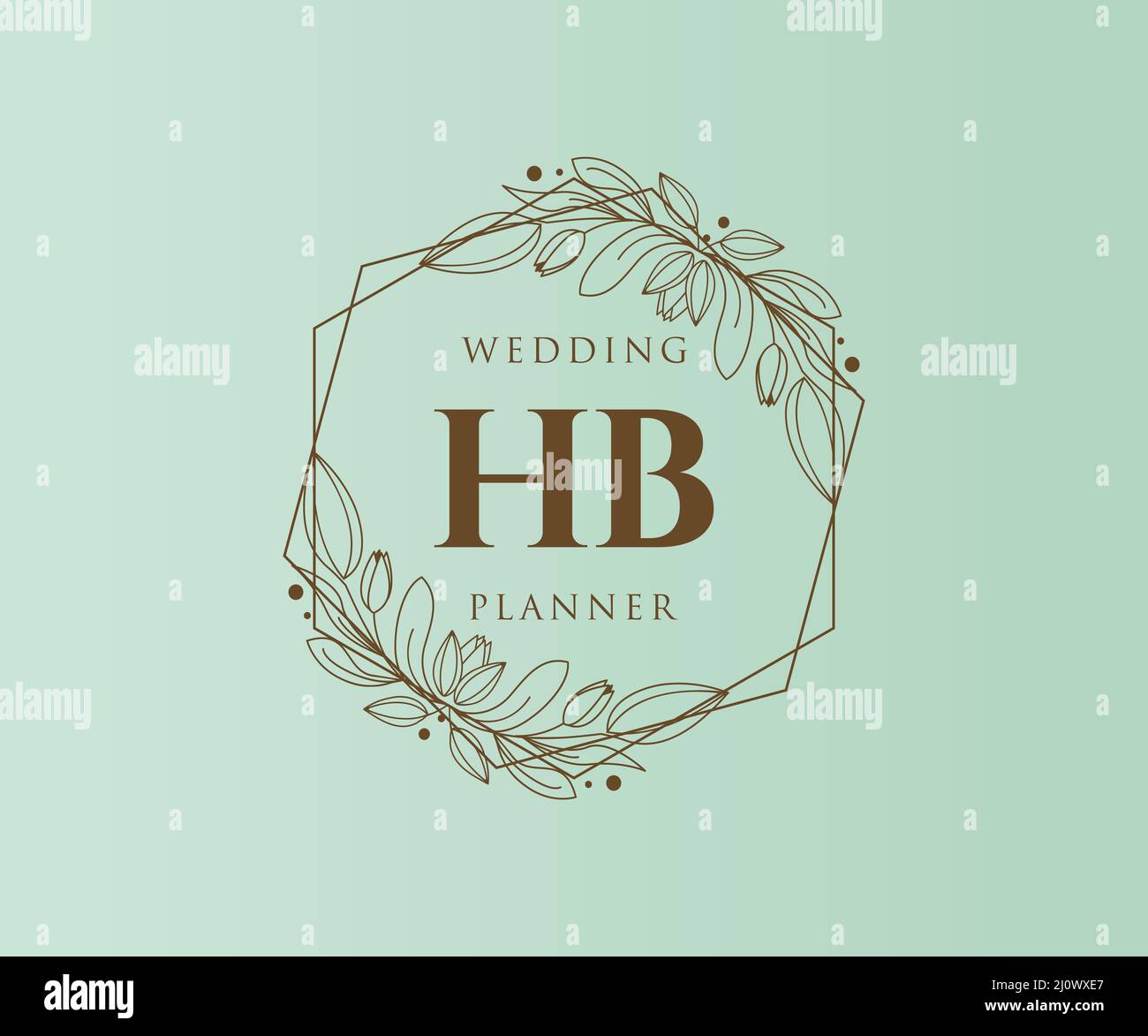 HB iniziali lettera Wedding monogramma collezione loghi, disegnati a mano moderno minimalista e modelli floreali per carte di invito, Salva la data, elegante Illustrazione Vettoriale