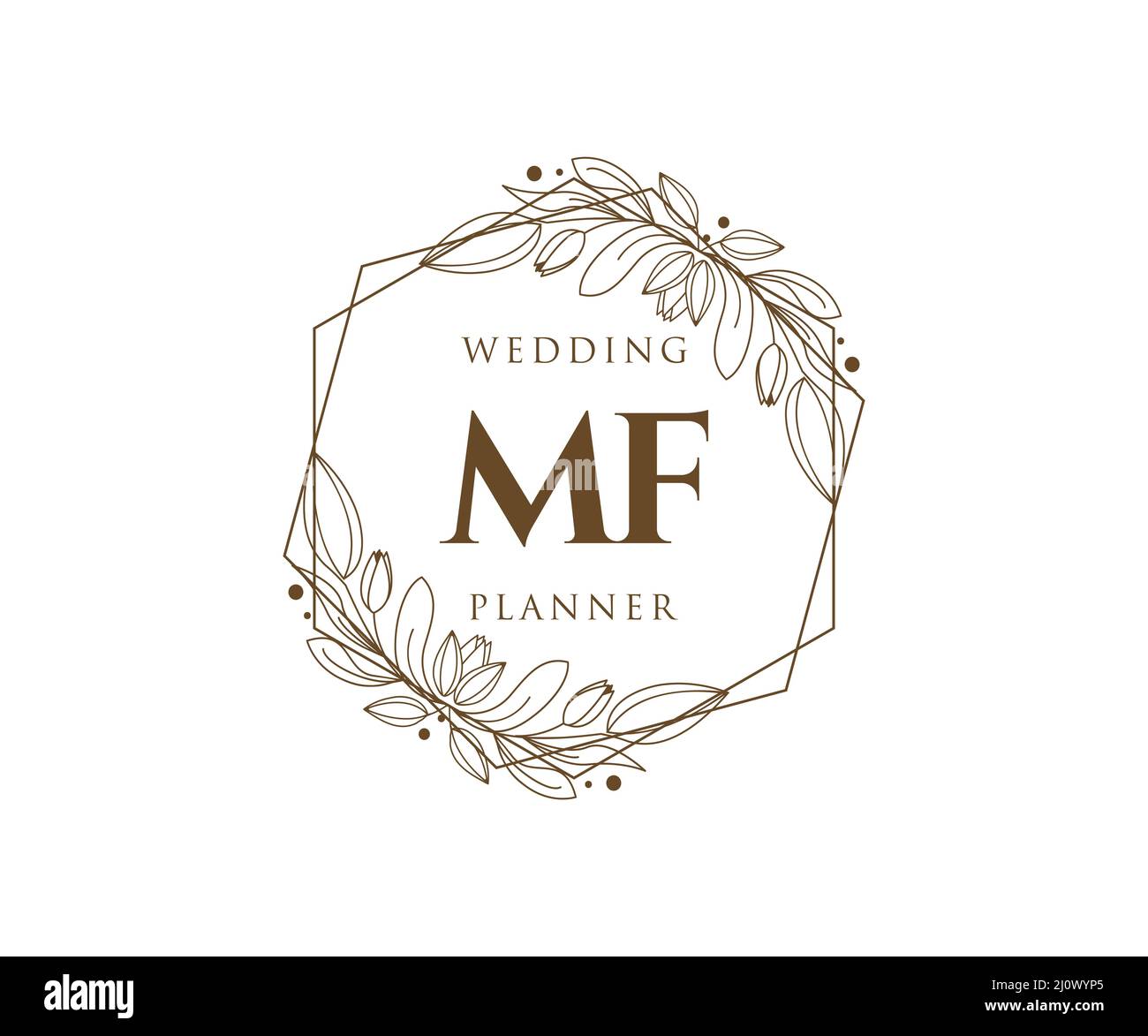 MF sigla lettera Wedding monogramma collezione loghi, disegnati a mano moderno minimalista e modelli floreali per biglietti d'invito, Salva la data, elegante Illustrazione Vettoriale