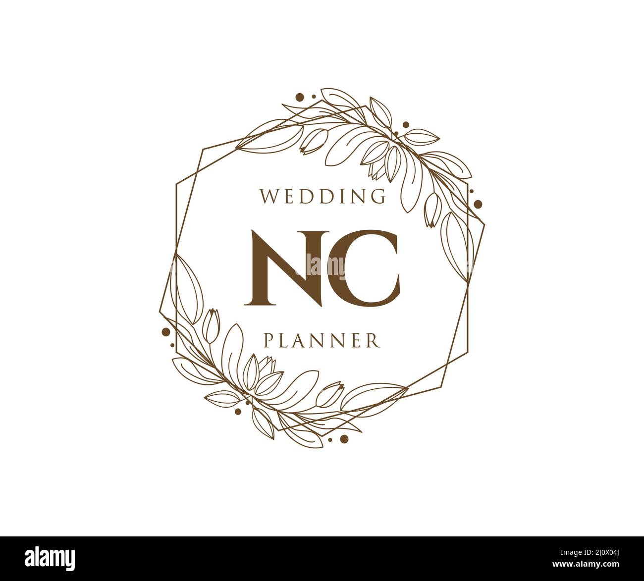 NC iniziali lettera Wedding monogramma collezione loghi, disegnati a mano moderni minimalistici e modelli floreali per carte di invito, Salva la data, elegante Illustrazione Vettoriale