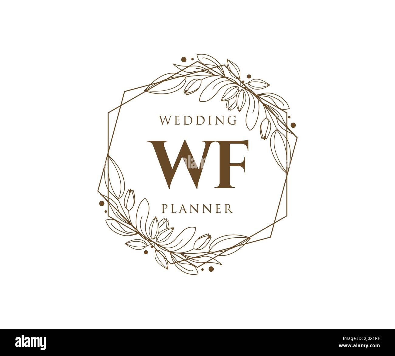 WF iniziali lettera Wedding monogramma collezione loghi, disegnati a mano moderno minimalista e modelli floreali per carte di invito, Salva la data, elegante Illustrazione Vettoriale