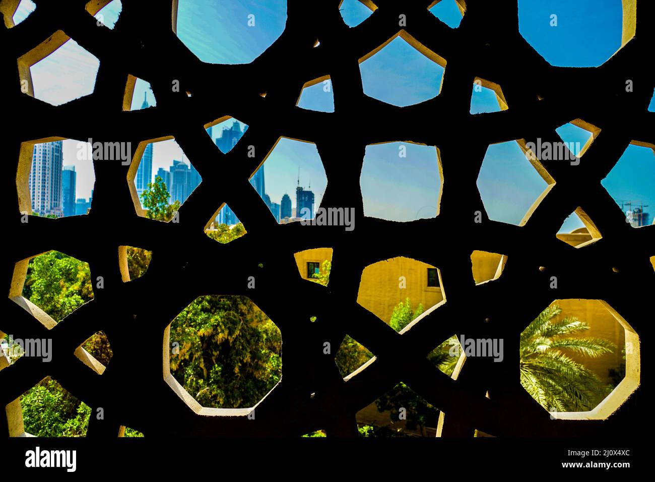 Dubai vista dalle mura Foto Stock