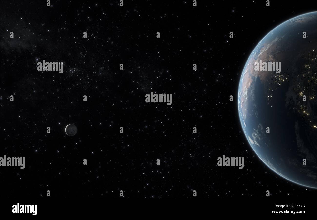 Galaxy notte paesaggio. Concetto di foto di alta qualità Foto Stock