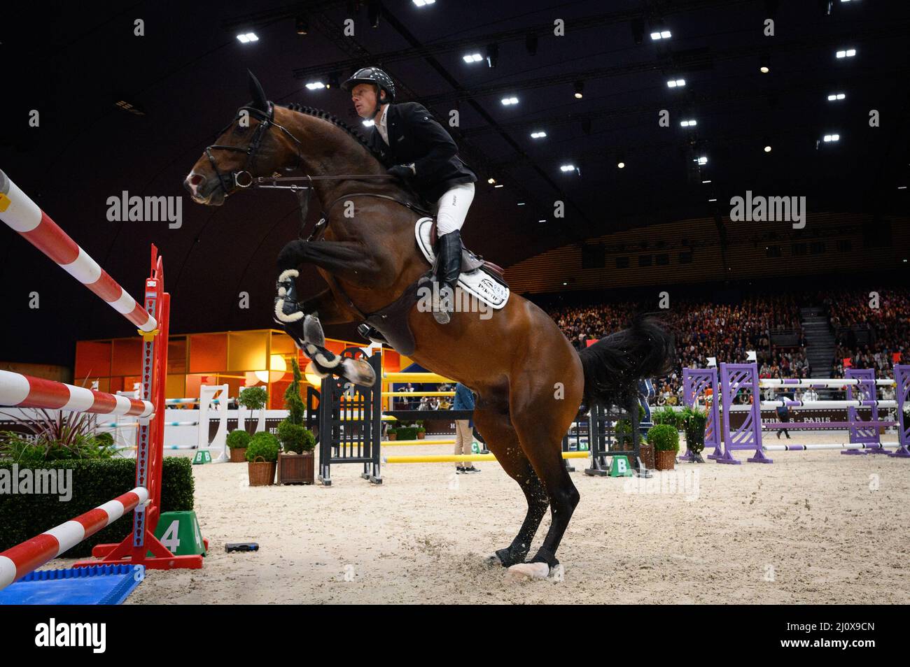 Willem Greve e Grandorado Tn gareggiano durante il Saut Hermes al Grand Palais Ephemere il 20 marzo 2022 a Parigi, Francia. Foto Laurent Zabulon/ABACAPRESS.COM Foto Stock