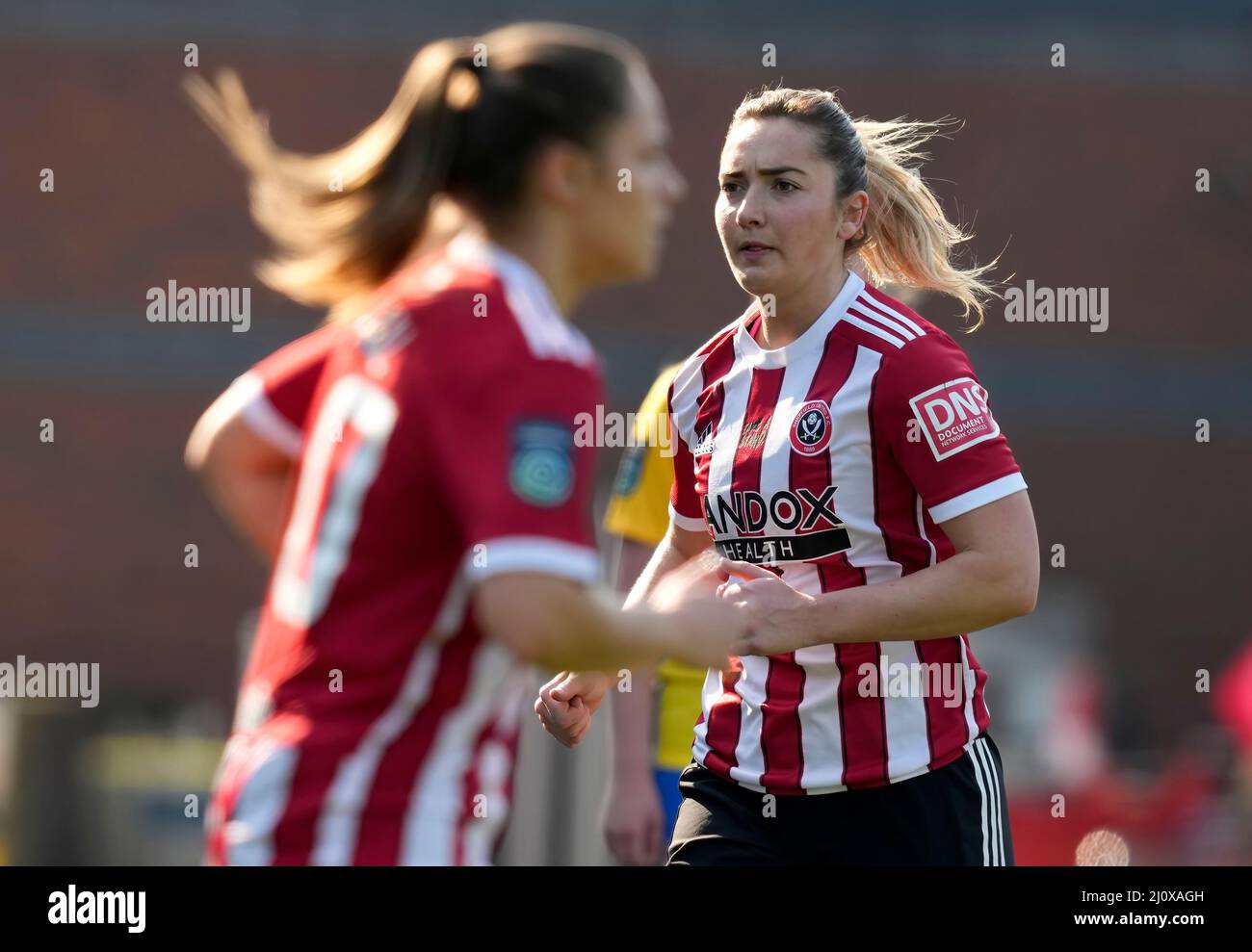 Chesterfield, Inghilterra, 20th marzo 2022. Maddy Cusack di Sheffield Utd durante la partita del campionato delle donne fa al Technique Stadium di Chesterfield. Il credito d'immagine dovrebbe leggere: Andrew Yates / Sportimage Credit: Sportimage/Alamy Live News Foto Stock