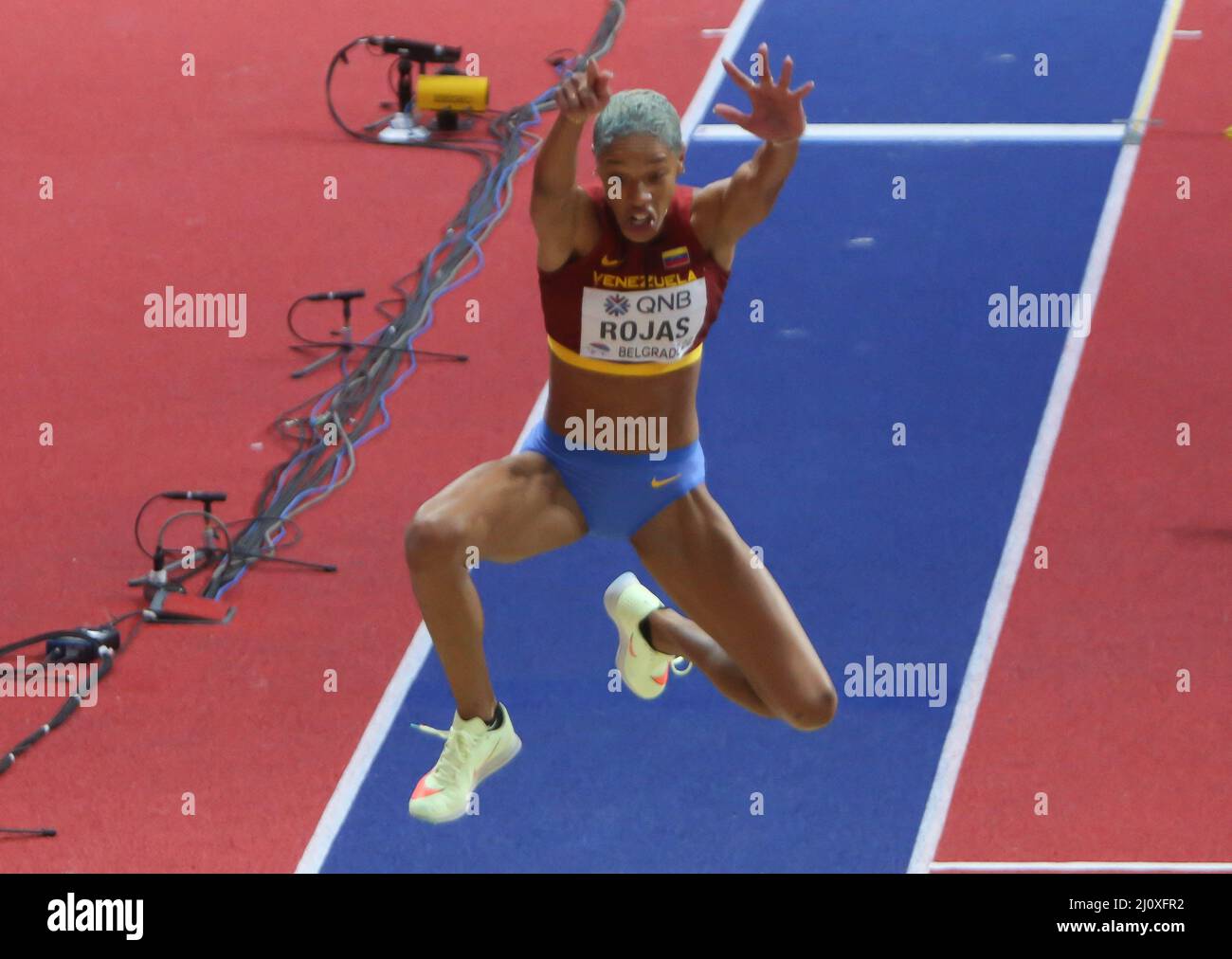 Yulimar ROJAS di Vénézuela Final Triple Jump Donne durante i Campionati mondiali di atletica indoor 2022 il 19 marzo 2022 alla Stark Arena di Belgrado, Serbia. Foto di Laurent Lairys/ABACAPRESS.COM Foto Stock
