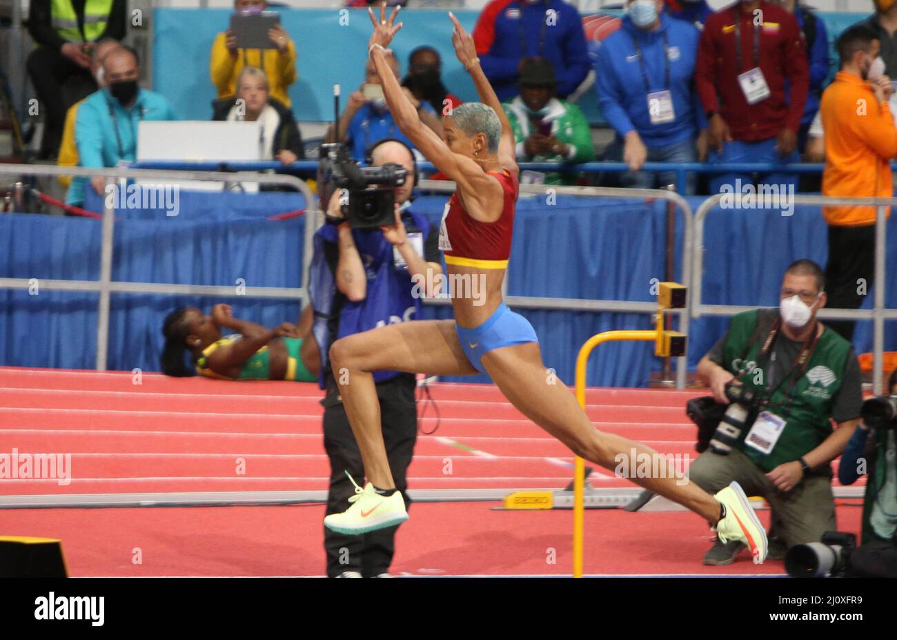 Yulimar ROJAS di Vénézuela Final Triple Jump Donne durante i Campionati mondiali di atletica indoor 2022 il 19 marzo 2022 alla Stark Arena di Belgrado, Serbia. Foto di Laurent Lairys/ABACAPRESS.COM Foto Stock