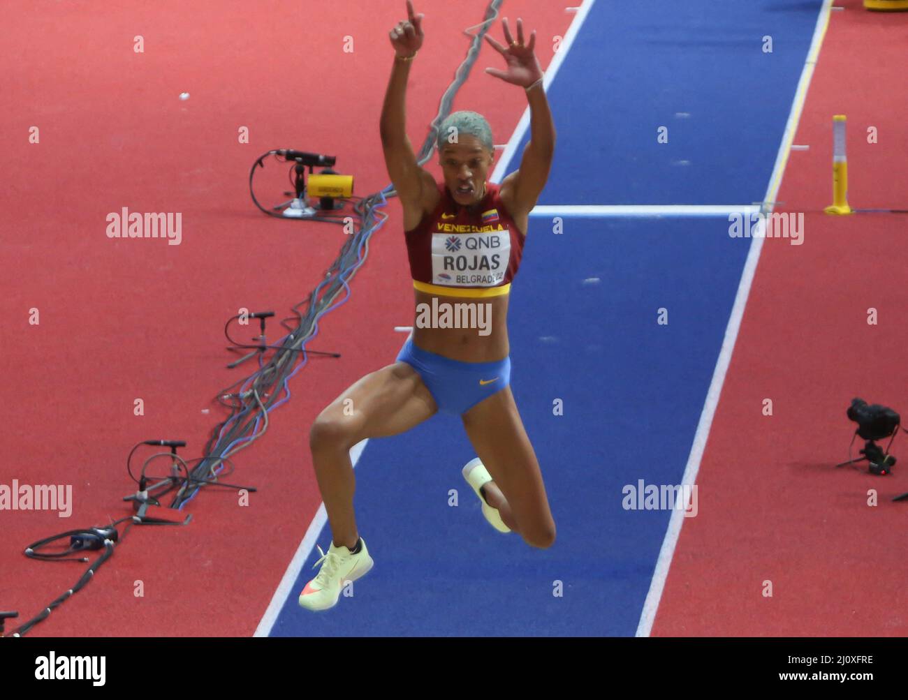Yulimar ROJAS di Vénézuela Final Triple Jump Donne durante i Campionati mondiali di atletica indoor 2022 il 19 marzo 2022 alla Stark Arena di Belgrado, Serbia. Foto di Laurent Lairys/ABACAPRESS.COM Foto Stock