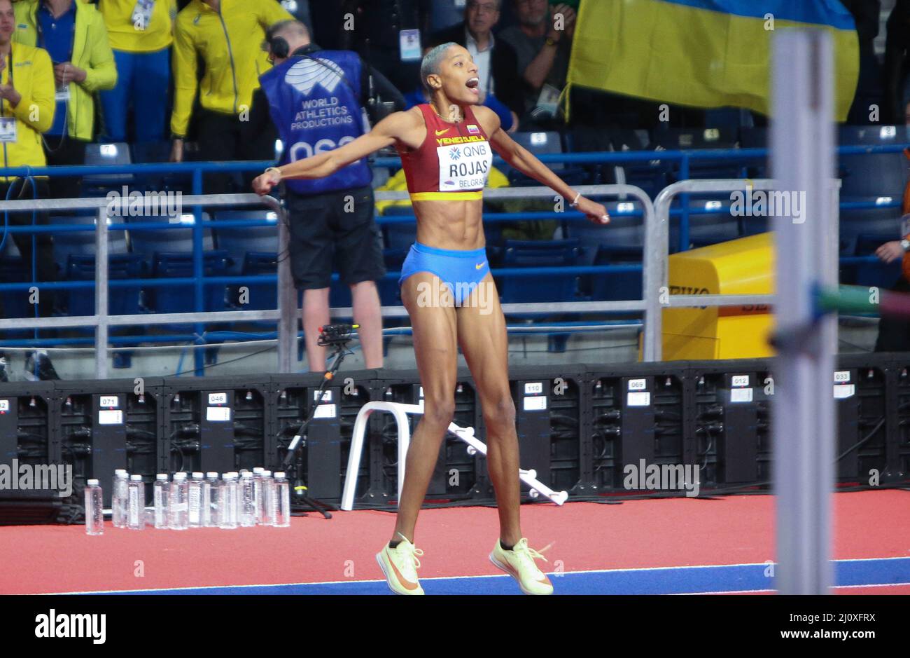 Yulimar ROJAS di Vénézuela Final Triple Jump Donne durante i Campionati mondiali di atletica indoor 2022 il 19 marzo 2022 alla Stark Arena di Belgrado, Serbia. Foto di Laurent Lairys/ABACAPRESS.COM Foto Stock