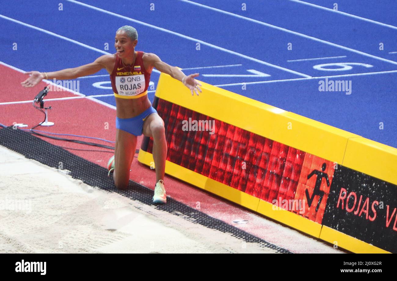 Yulimar ROJAS di Vénézuela Final Triple Jump Donne durante i Campionati mondiali di atletica indoor 2022 il 19 marzo 2022 alla Stark Arena di Belgrado, Serbia. Foto di Laurent Lairys/ABACAPRESS.COM Foto Stock