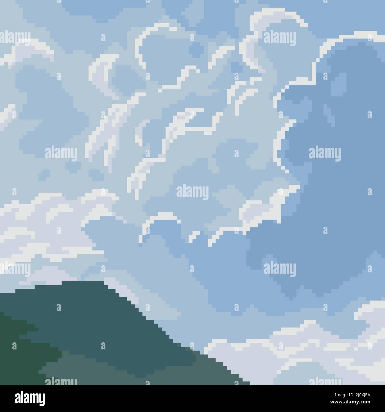 pixel art di cielo nuvoloso complesso Illustrazione Vettoriale