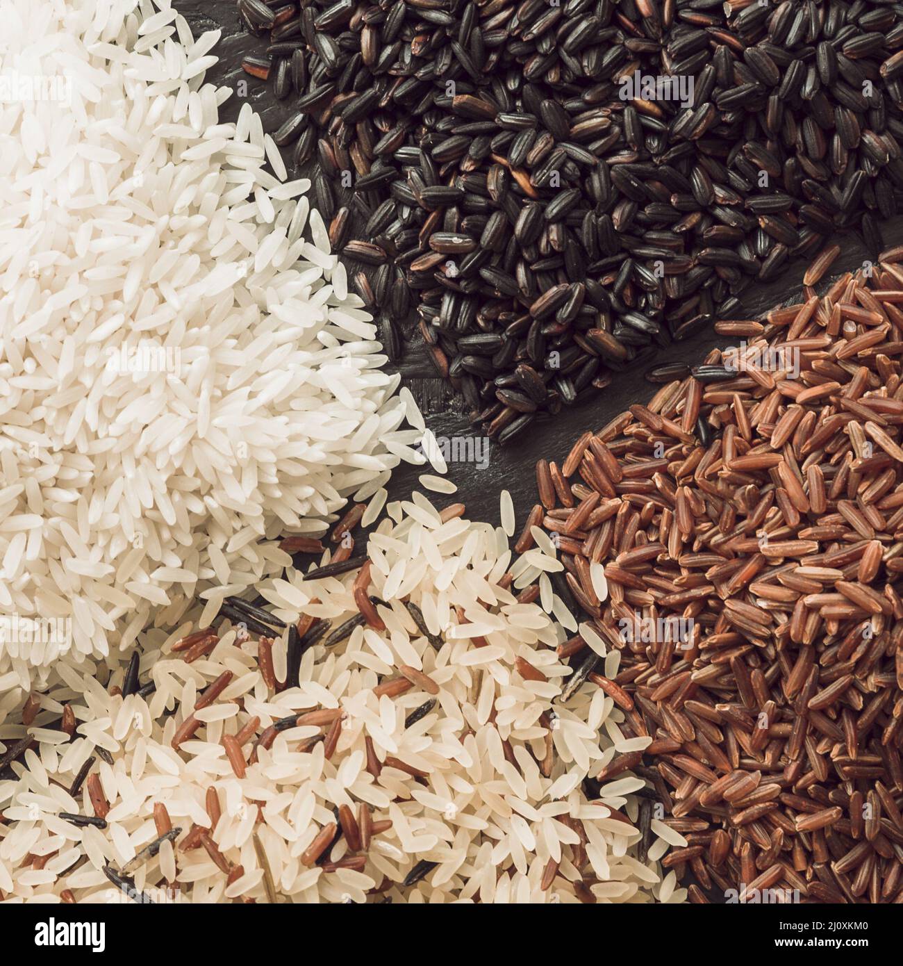 Varietà riso grani sfondo. Concetto di foto di alta qualità Foto Stock